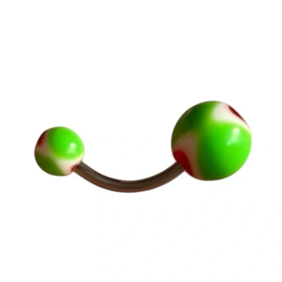 Neon Green Belly Button Ring w/ Pink Heart 💚💗✨ - Picture 4 of 5